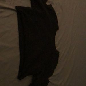 Black cropted long sleeve Tee with cut sleeves.